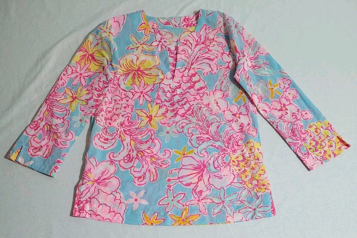 Lilly Pulitzer Skipper Popover Breakwater Blue Lolita Women’s Size S Tunic Top