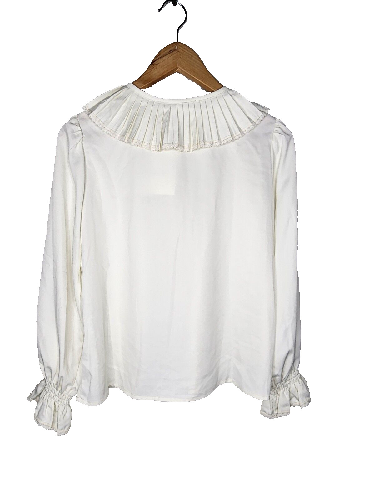 Simple Retro Pearl Button Blouse in Ivory Size XS