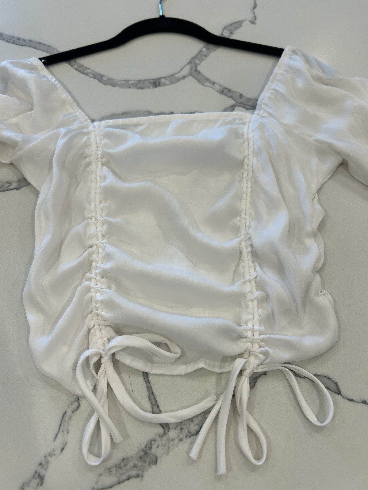 Lottie Moss Pacsun Long Sleeve Gathered Sides Cropped Top Peasant Sleeves Size S