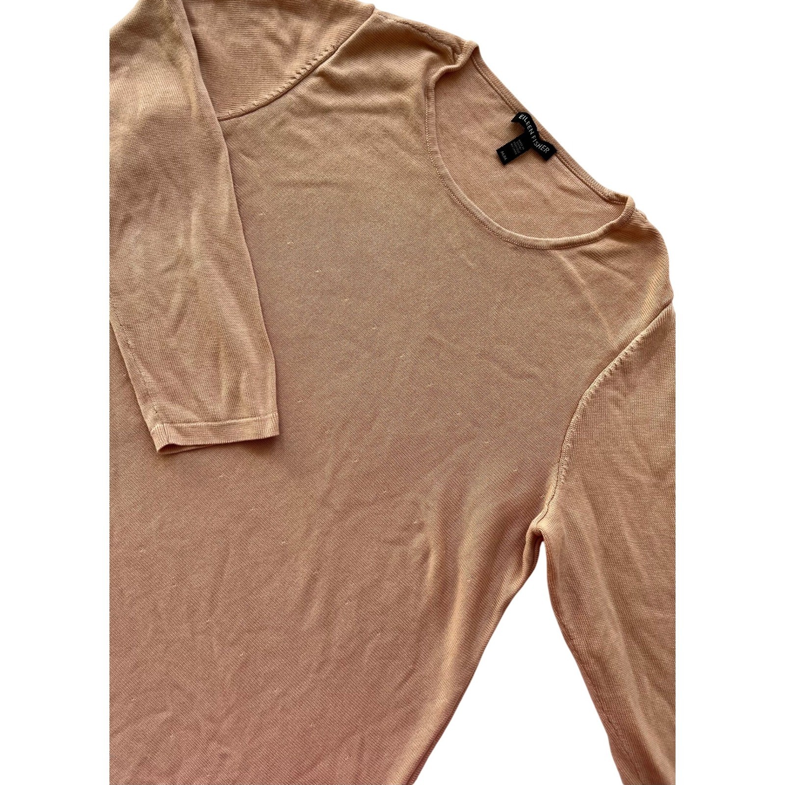 Eileen Fisher Top Medium Silk Blend Knit Long Sleeve Blush pink Casual Medium