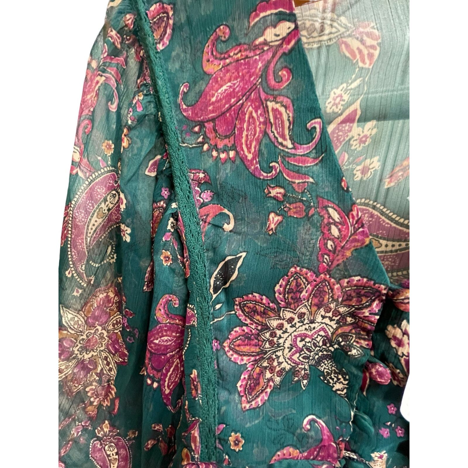 NWT Band of the Free River Deep Pine Paisley Tie Front Crop Top XS