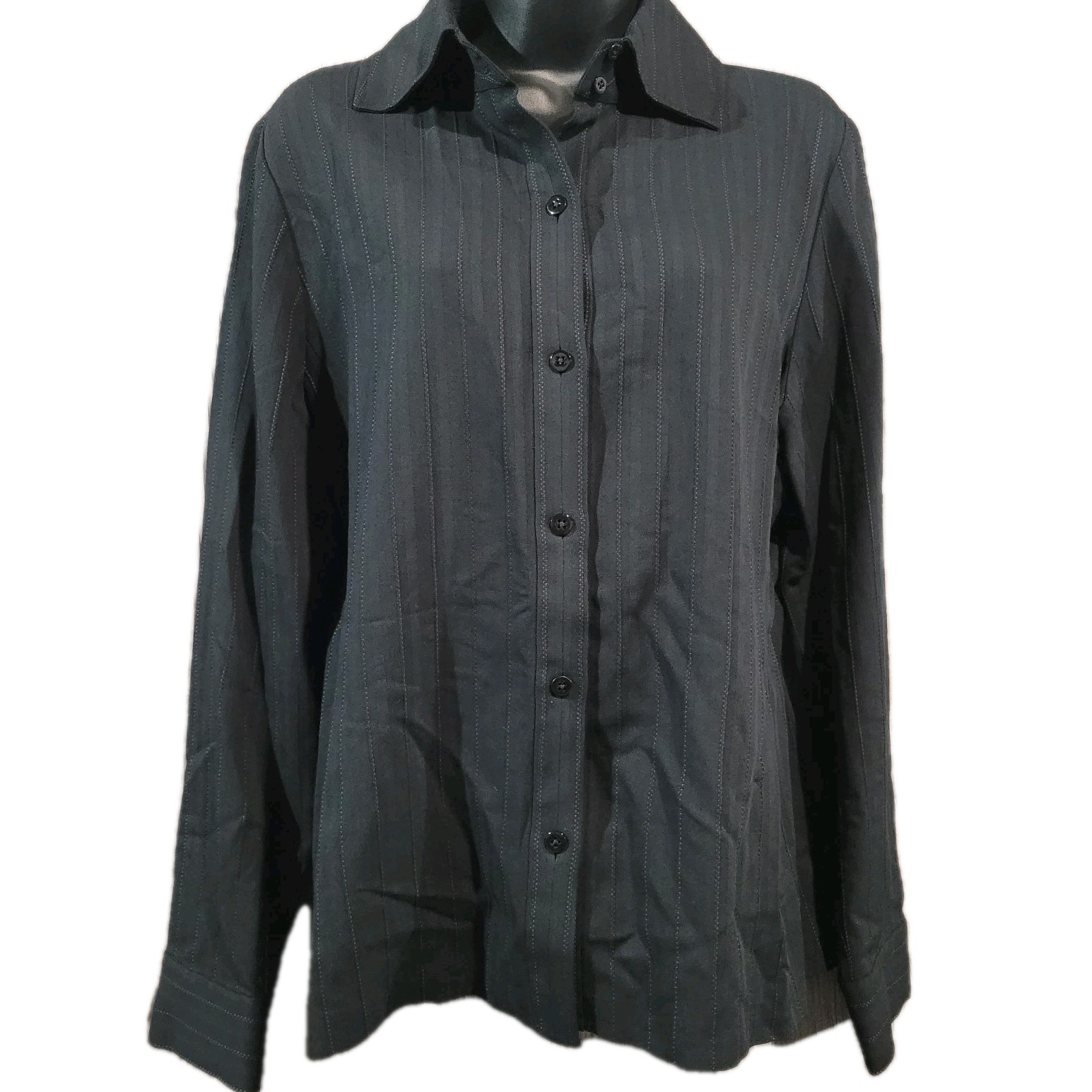 Linda Allard Ellen Tracy Wool Blend Button Up Blouse 10 Career Luxury Old Money