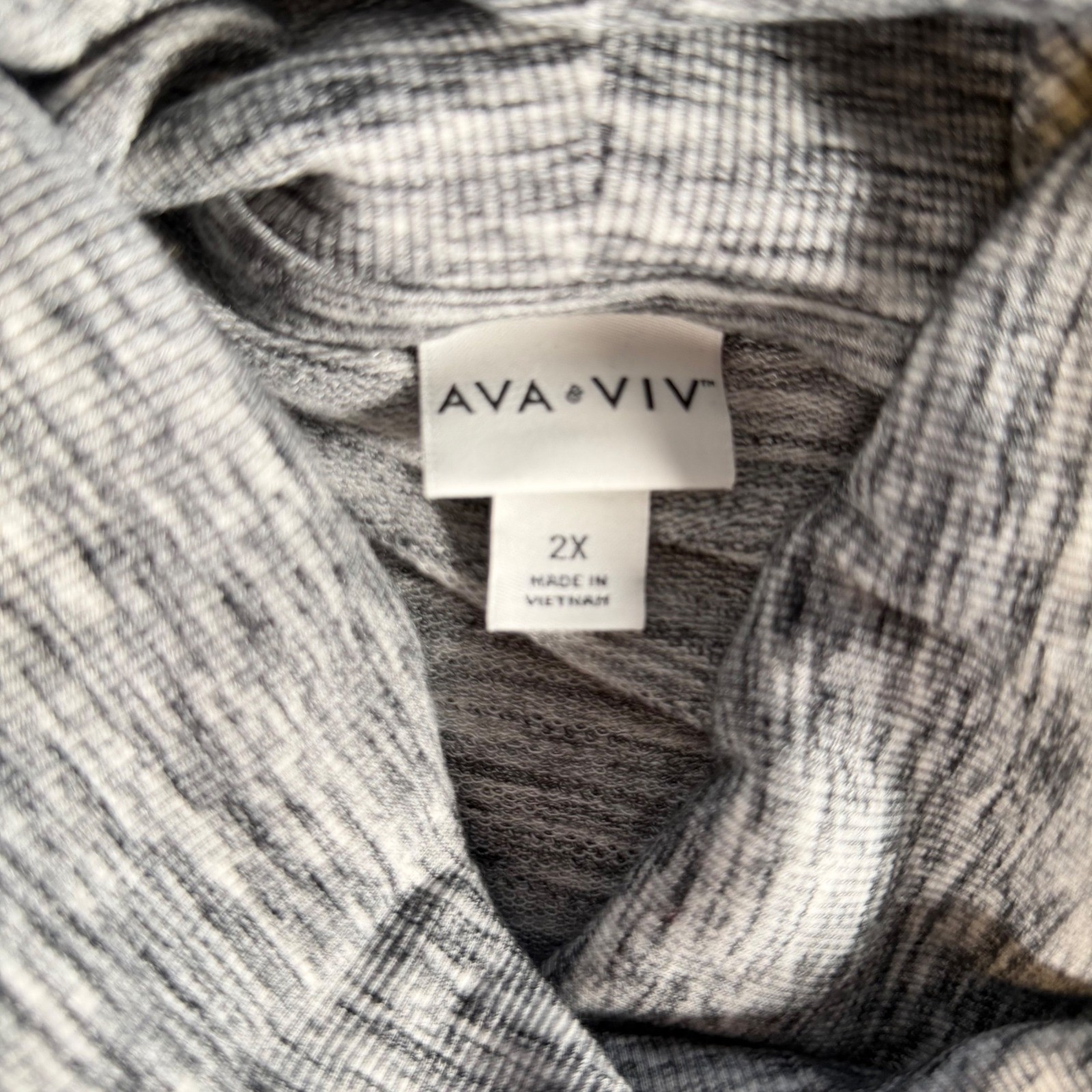 Ava & Viv Womens 2X Cowl Neck Top Black White Long Sleeve Knit Pullover
