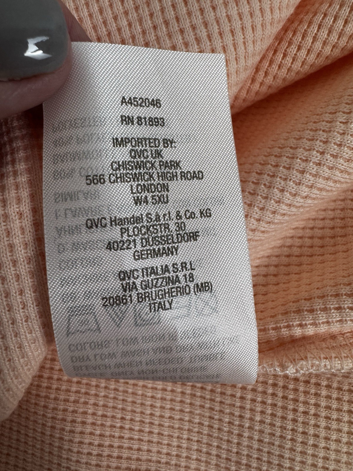 Denim & Co Essentials Soft Waffle Knit Popover Top Size 2x Peach