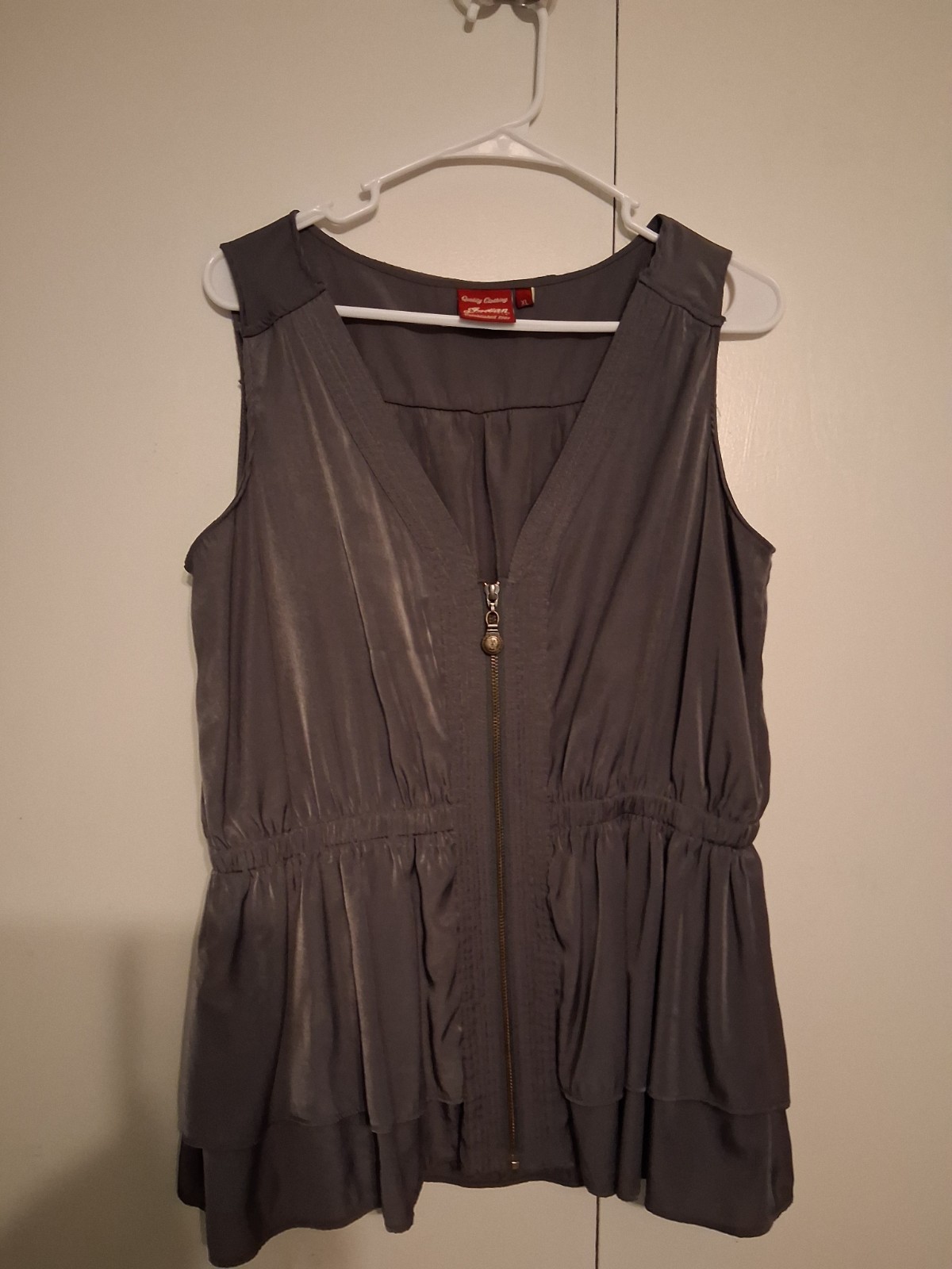 Indian Motorcycle Sleeveless Zip Front Top Womens XL Gray Preowned