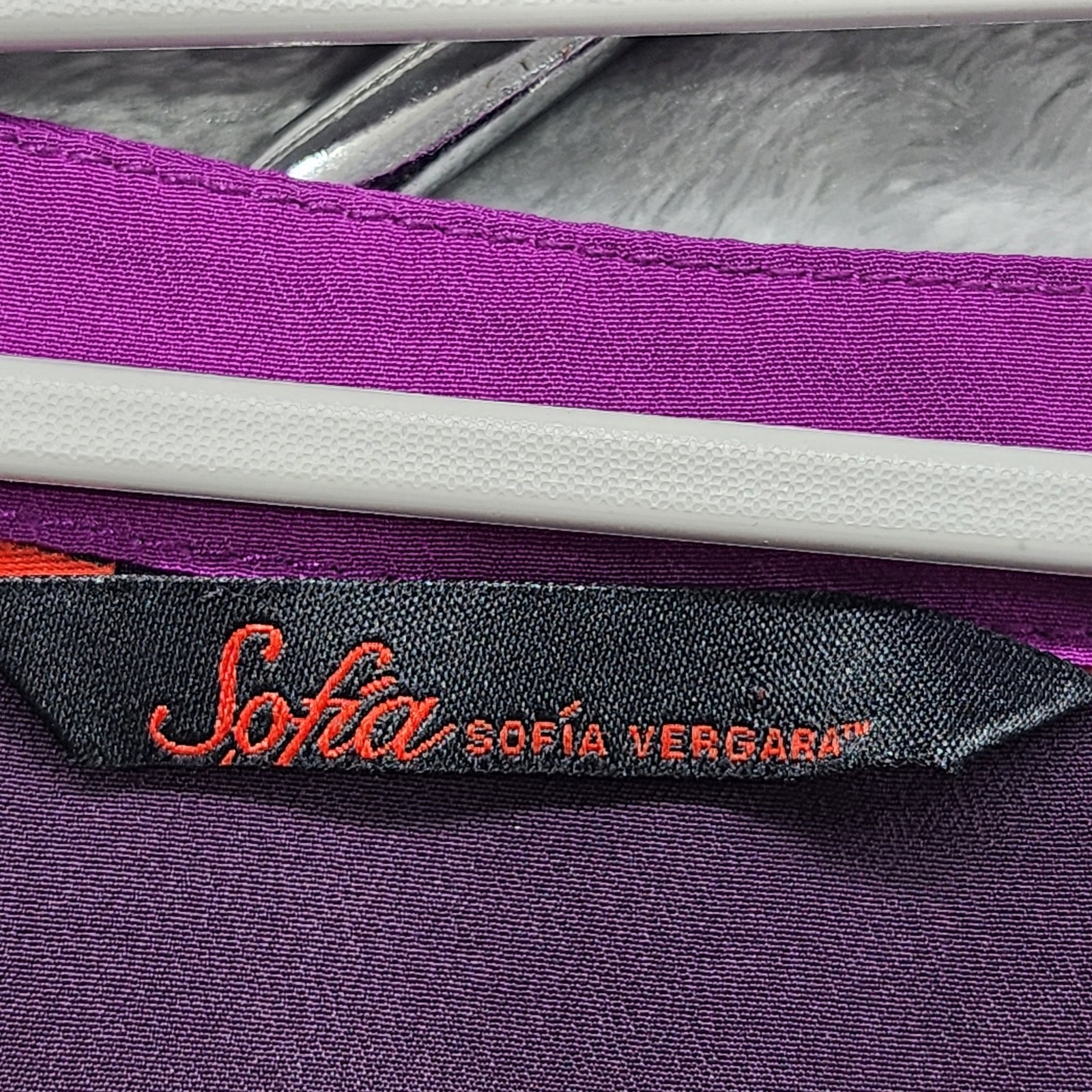 Sofia Vergara Top Womens M Purple 2-Tone Long Sleeve Popover Studded Pockets