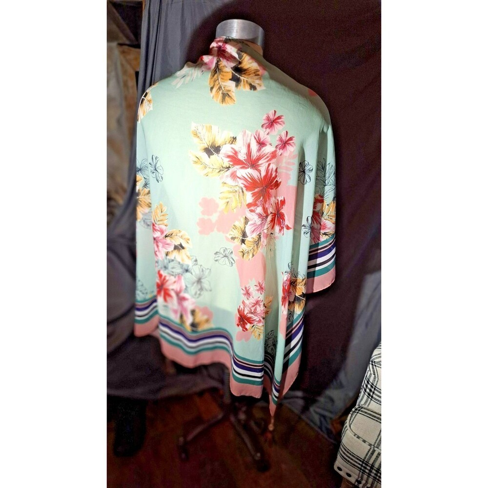 Express Womens Open Front Cardigan Top One Size Green Floral