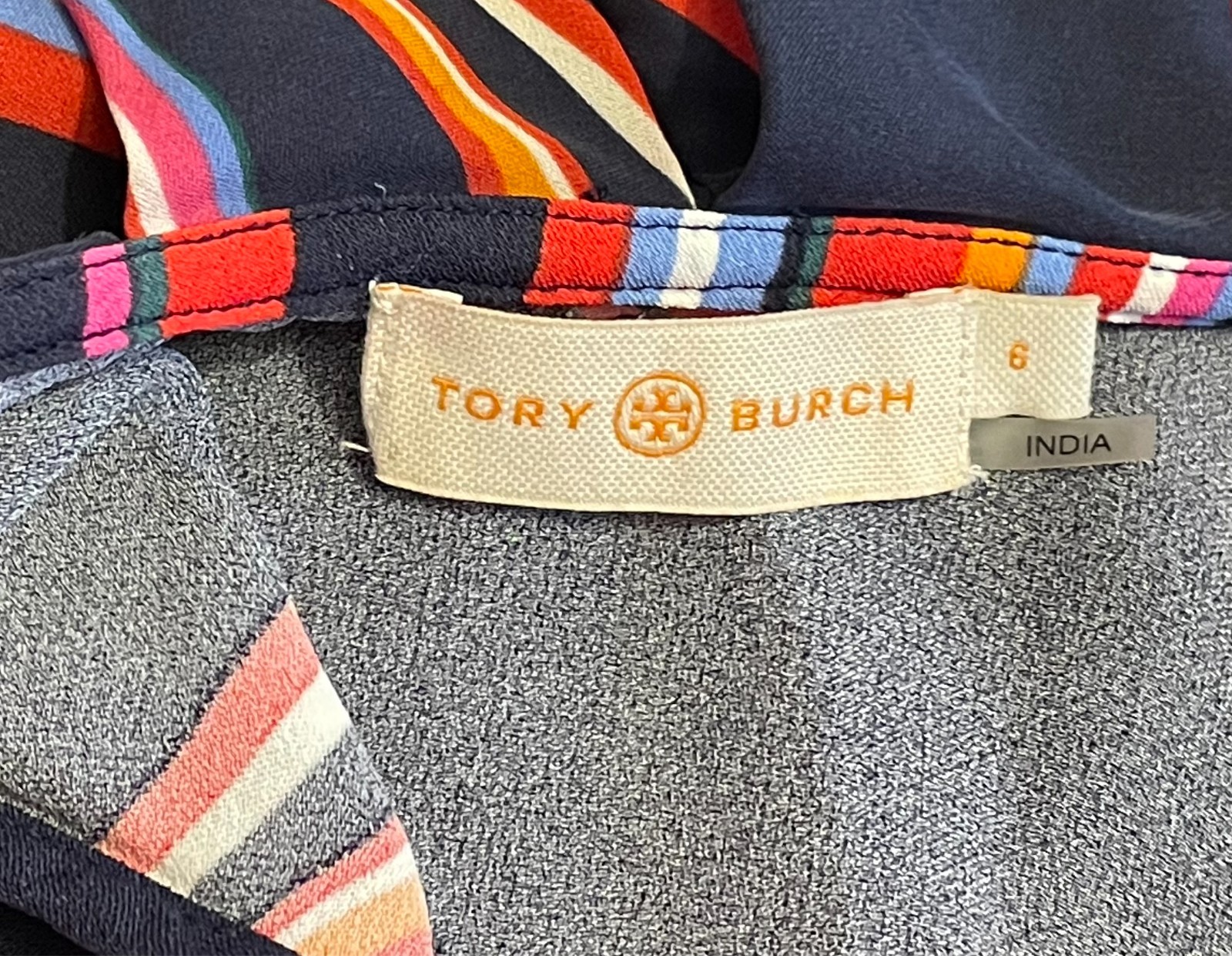 Women’s TORY BURCH Striped Sleeveless Tie Waist Wrap Top Blouse – Size 6