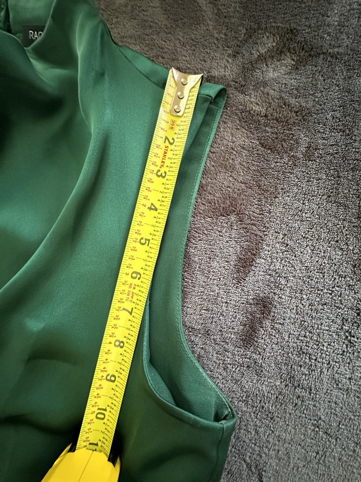 Rachel Zoe High Neck Halter Style Blouse Size L Olive Green Satin. A1-011