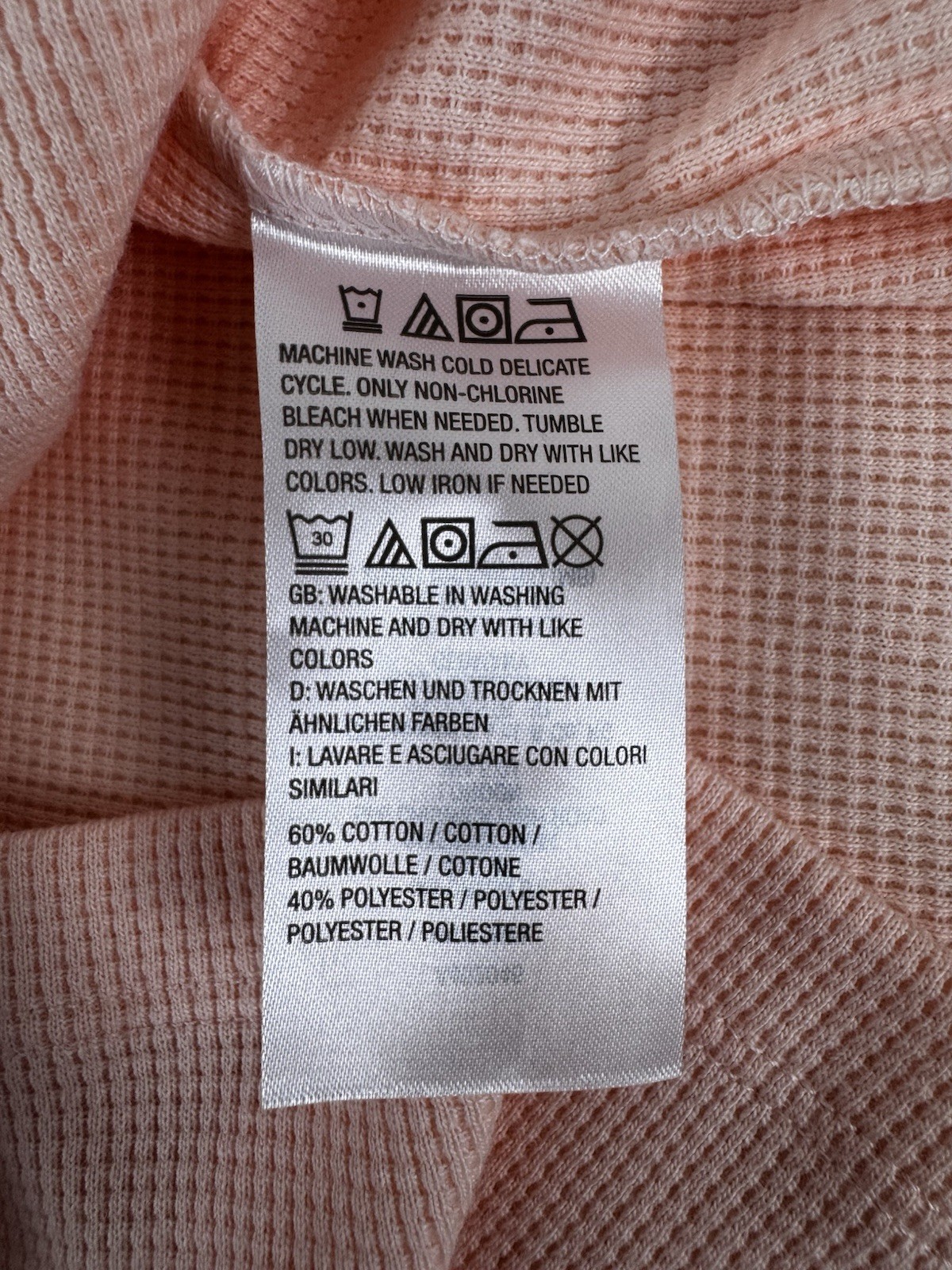 Denim & Co Essentials Soft Waffle Knit Popover Top Size 2x Peach