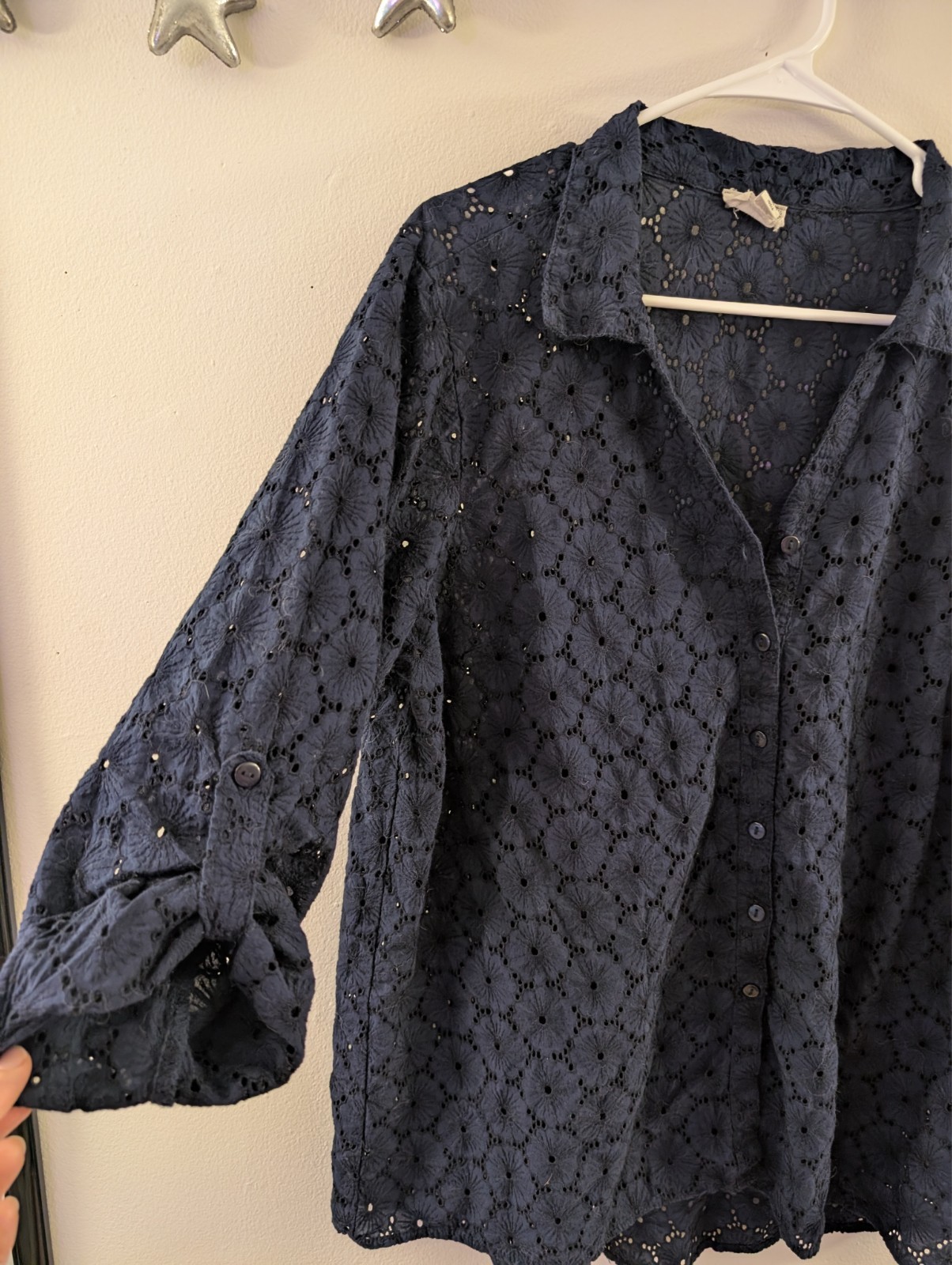 Nicole Miller Artelier Blue Lace Button up – XL