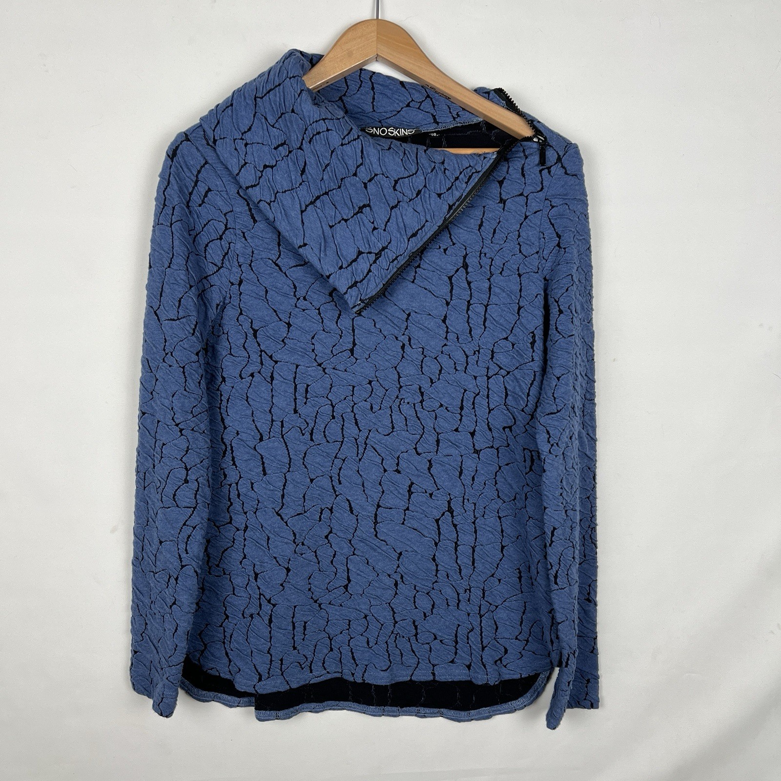 Sno Skins Women’s XS Blue Long Sleeve Geometric Textured Zip Neck Jacket USA