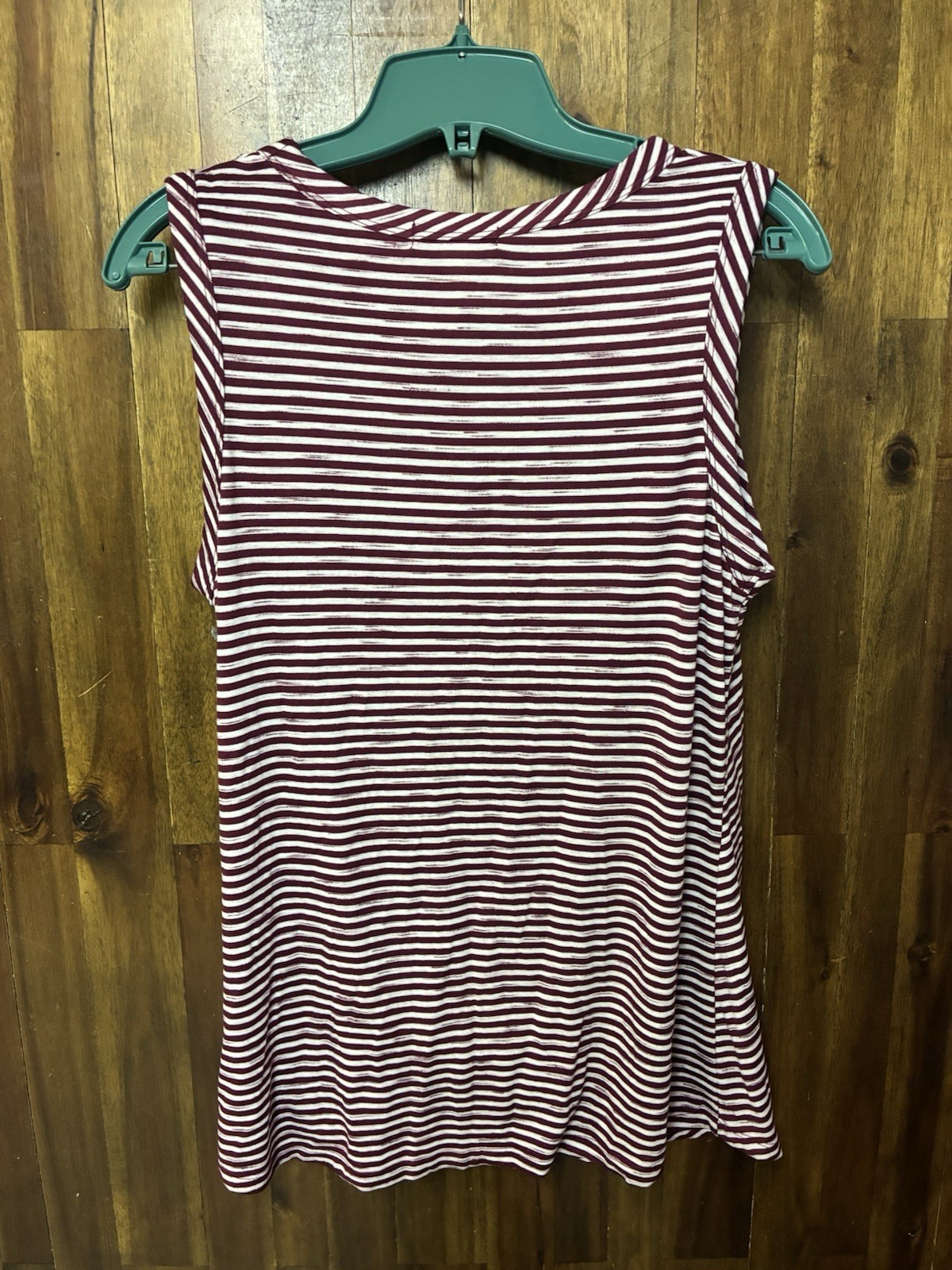 Nine Britton Womens Striped Sleeveless Knit Knot Front Scoop Neck Top L