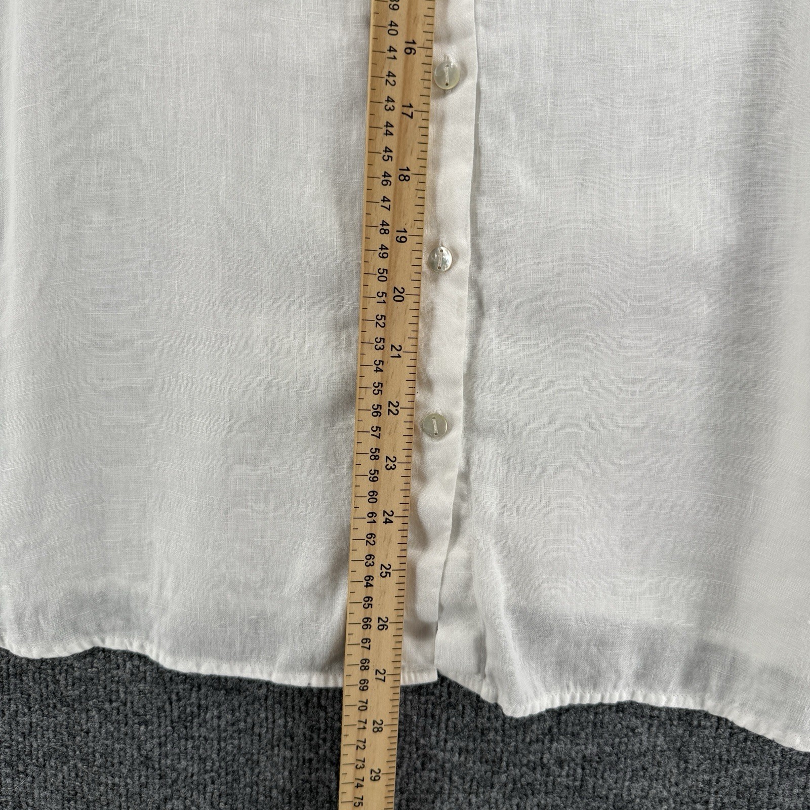 J Jill Blouse Top Womens S 100% Linen White Button Up Coastal Resort Minimalist