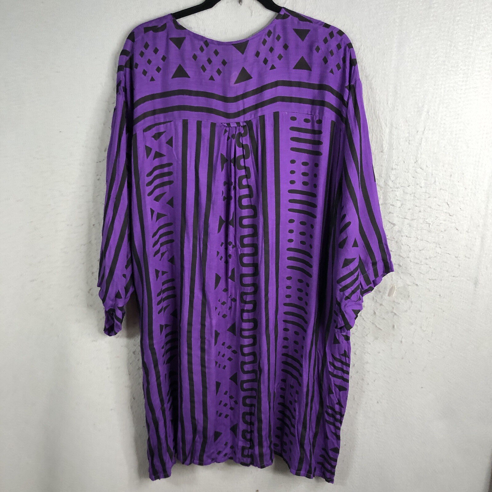 Ethnic Top Women One Size Purple Black Art To Wear Primitive Artsy NEW