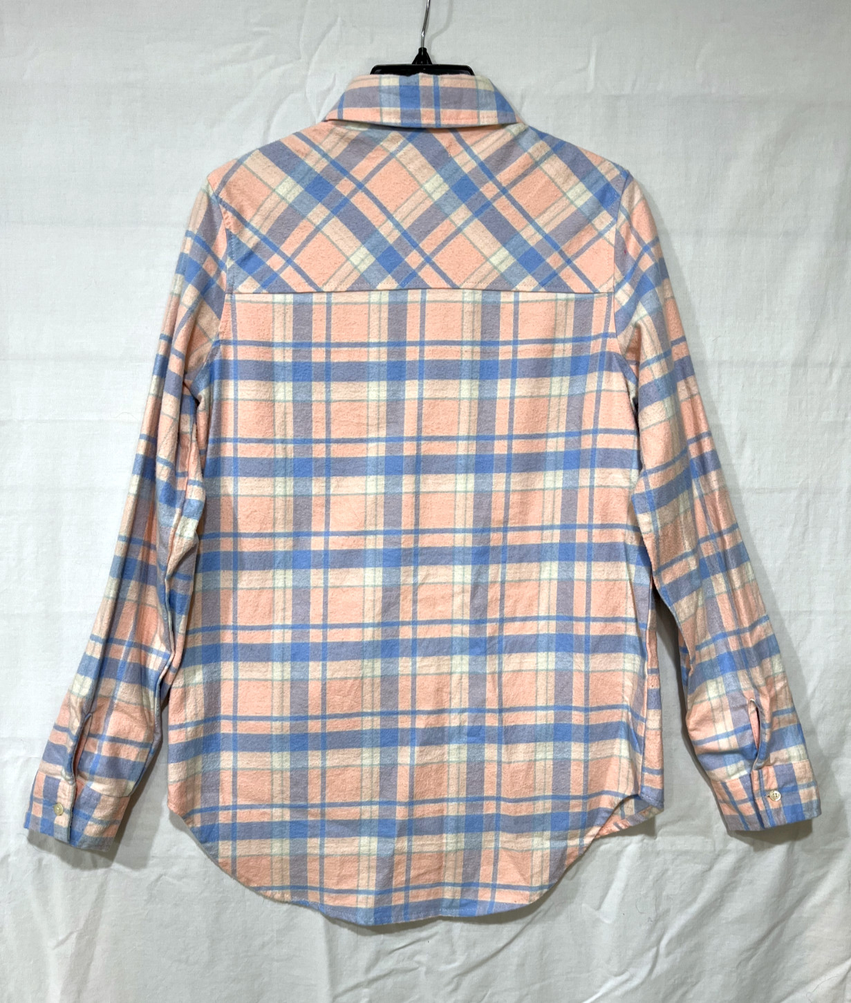 Delia’s Women Pink and Blue Flannel Shirt, Size S