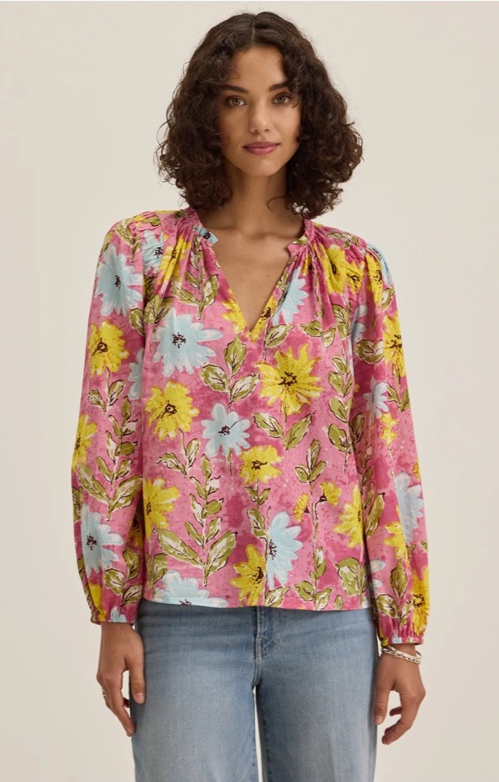 Velvet By Graham & Spencer Marysia Top Women’s XS Long Sleeve Posy Floral NWT