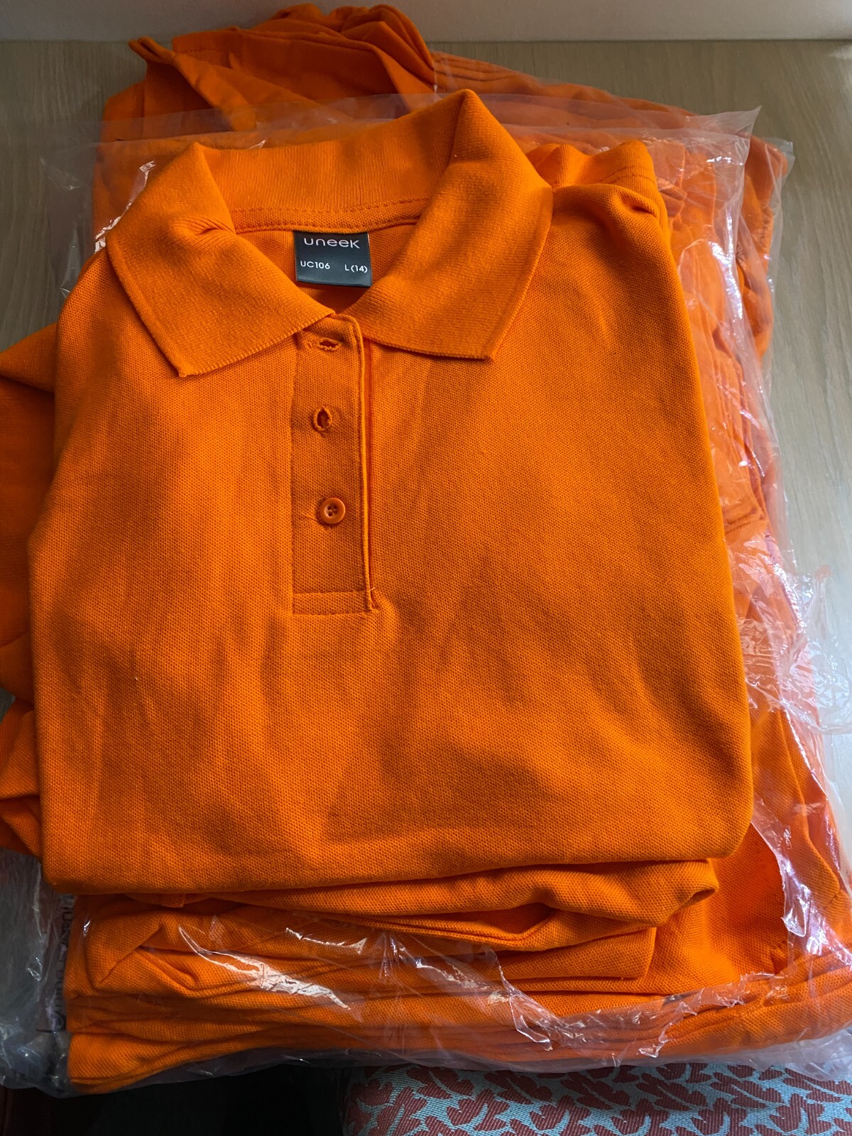 Uneek New Classic Polo Shirt Casual Sports Orange Size M (12) Ladies Fit