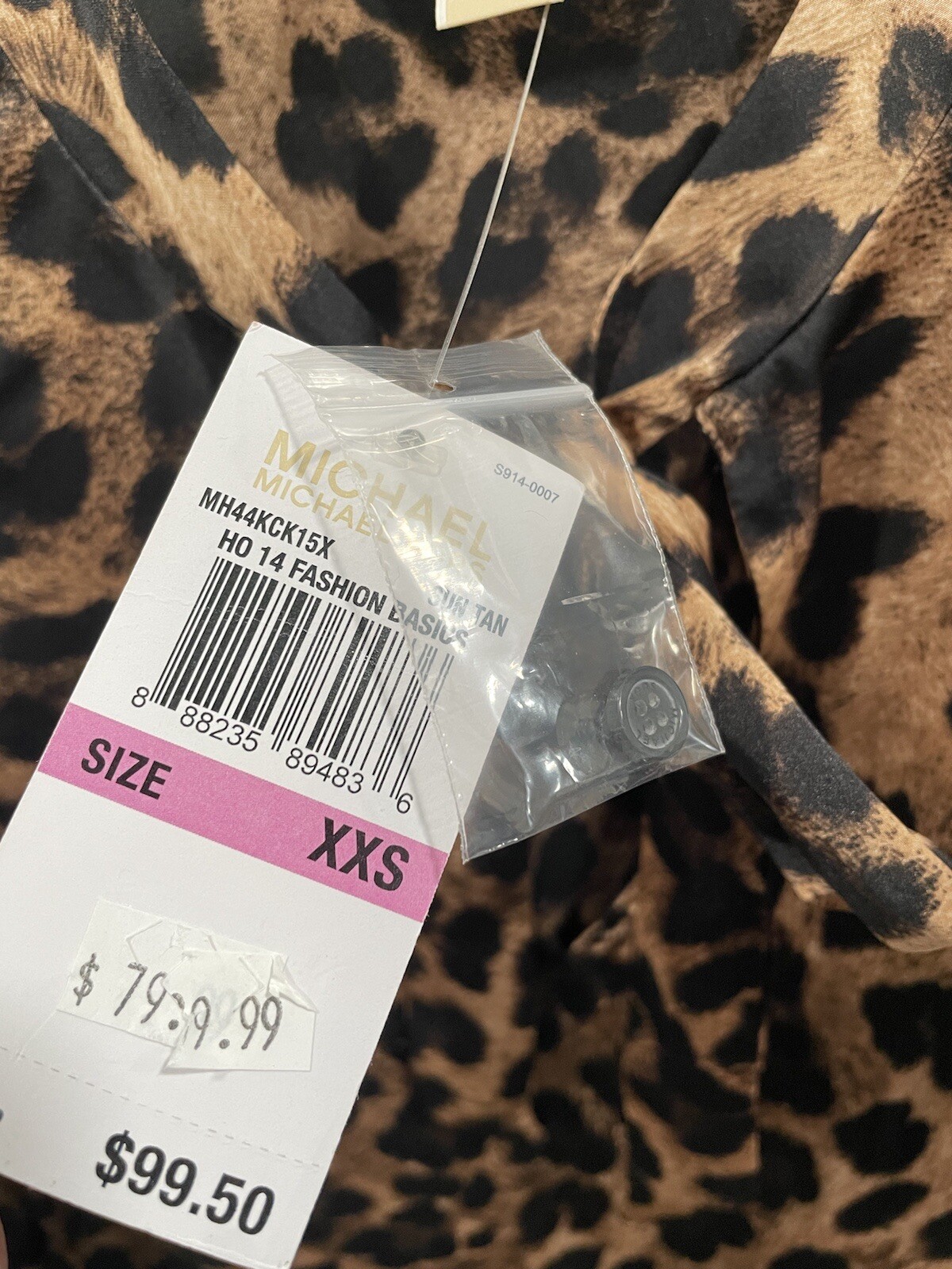 NWT Michael Kors Women’s Brown Leopard Print Bow Tie Blouse Top Sz XXS SI17