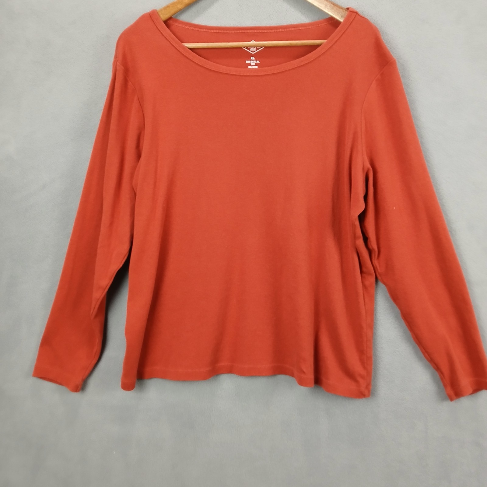 St. John’s Bay Essential Shirt Womens XL Orange Knit Casual Scoop Neck Thermal