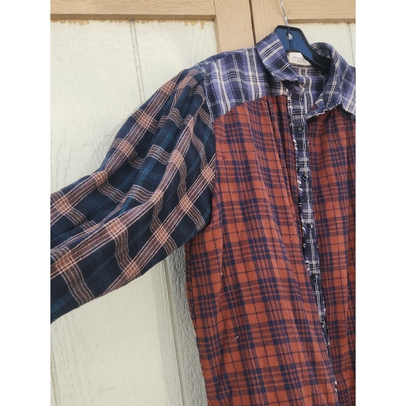 The Natural Life Plaid Flannel Patchwork Earthy Hippie Medium Gorpcore Boho