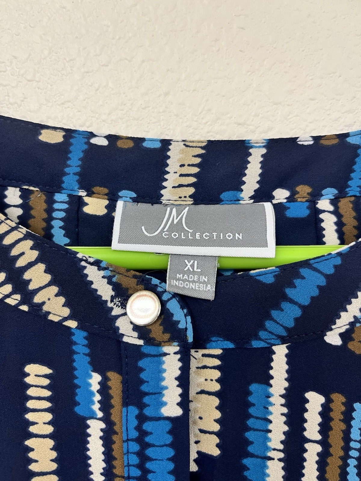 JM Collection Women’s Floral Print Blouse 3/4 Sleeve, Blue, Size XL
