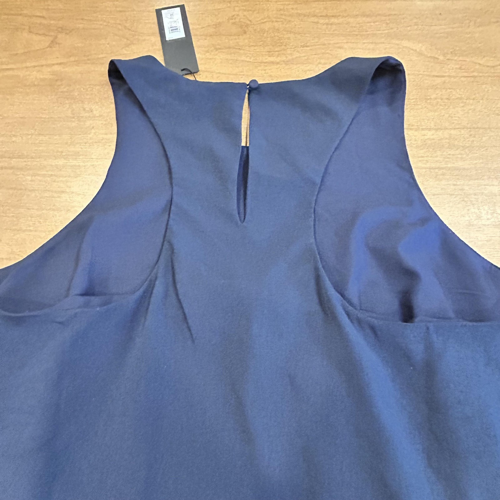 Banana Republic Tank Top Womens Medium Blue High Neck Sleeveless Lined Button