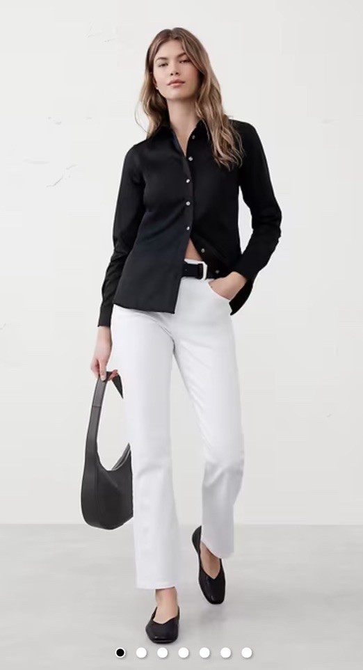 Banana Republic Women’s BLACK Collared Blouse Easy Care Tailored Fit 8 Or 14