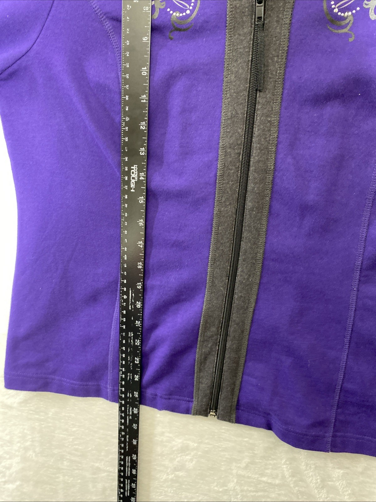 Weekends by Chico’s Woman’s L Purple Embellished Long Sleeve Full Zip Jacket/Top