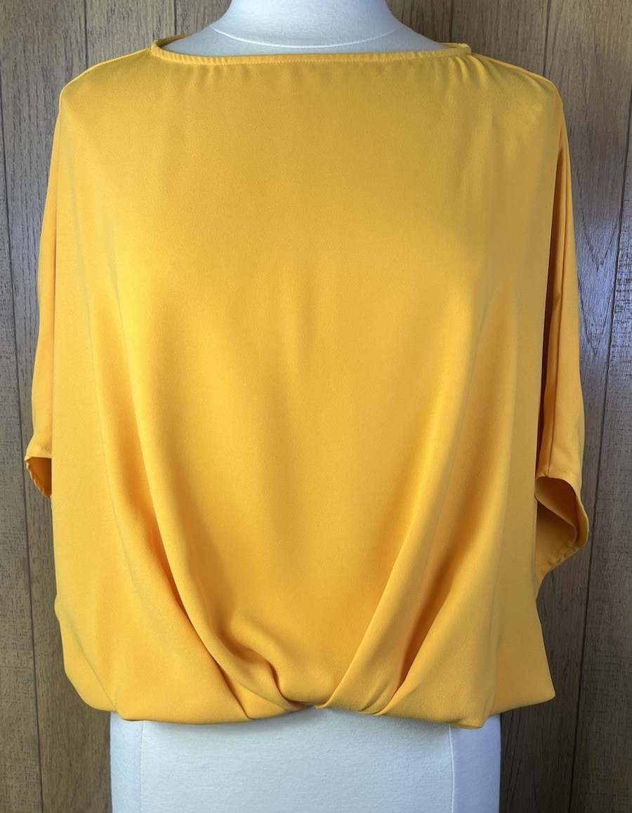 NEW Trina Turk (XS) Coralline Mustard Yellow Top Dolman Sleeve Oversized $178