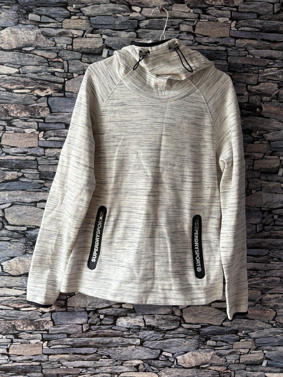 Women’s Superdry Sport Designer Gym Tech Cowl Hoodie Speckled Large 12-14 VGC