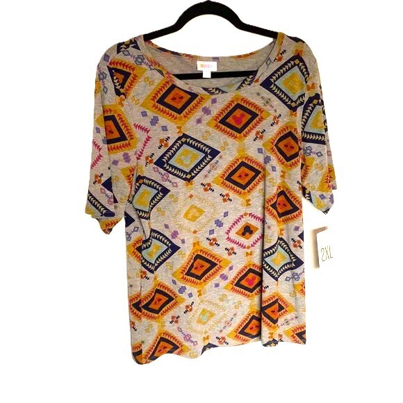 LuLaRoe Gigi T shirt Disney Mickey Mouse Size 2XL Gray Blue Yellow Purple Orange