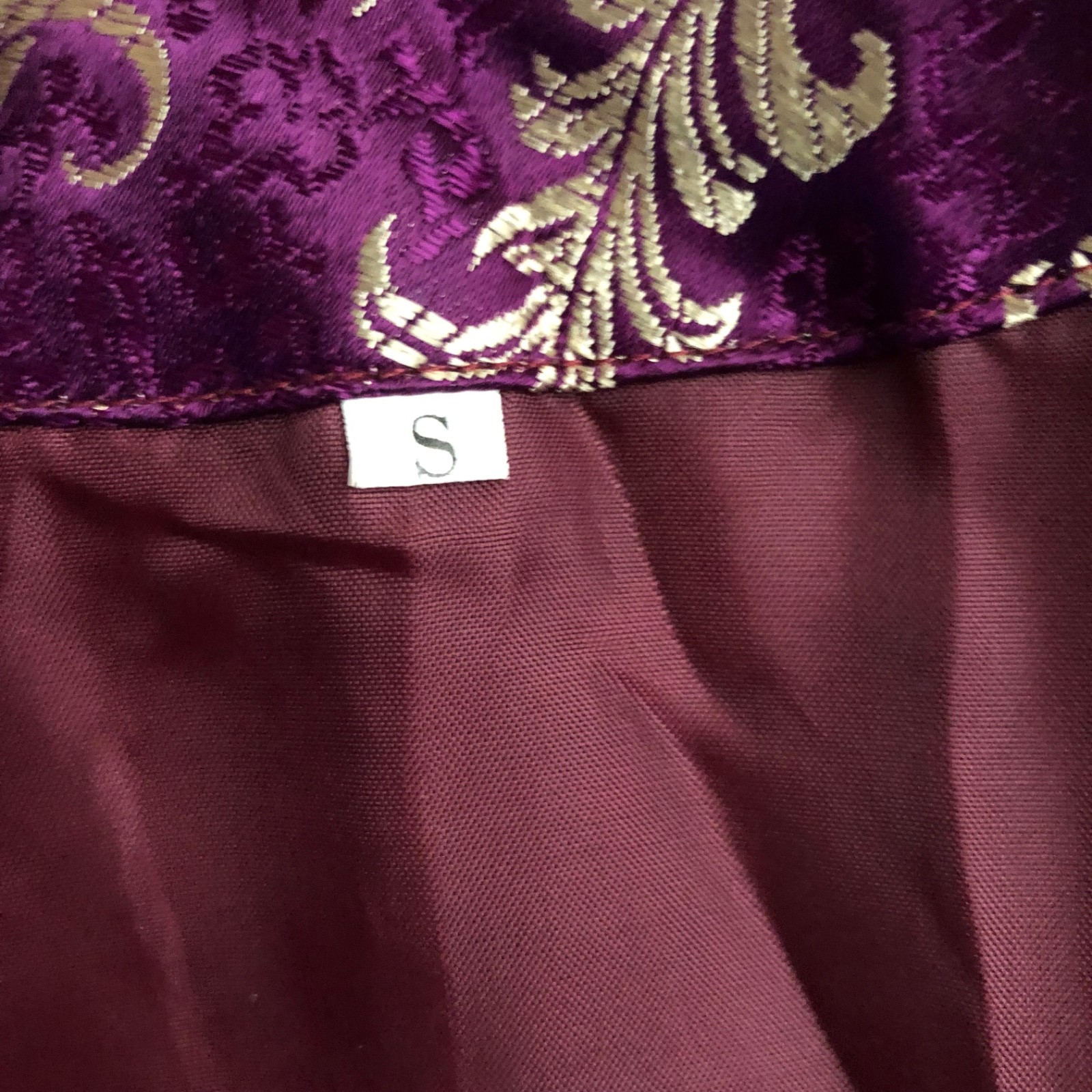 Asian Style Womens S Top Purple Paisley Floral Lined Silky Satiny Thin Shoulder