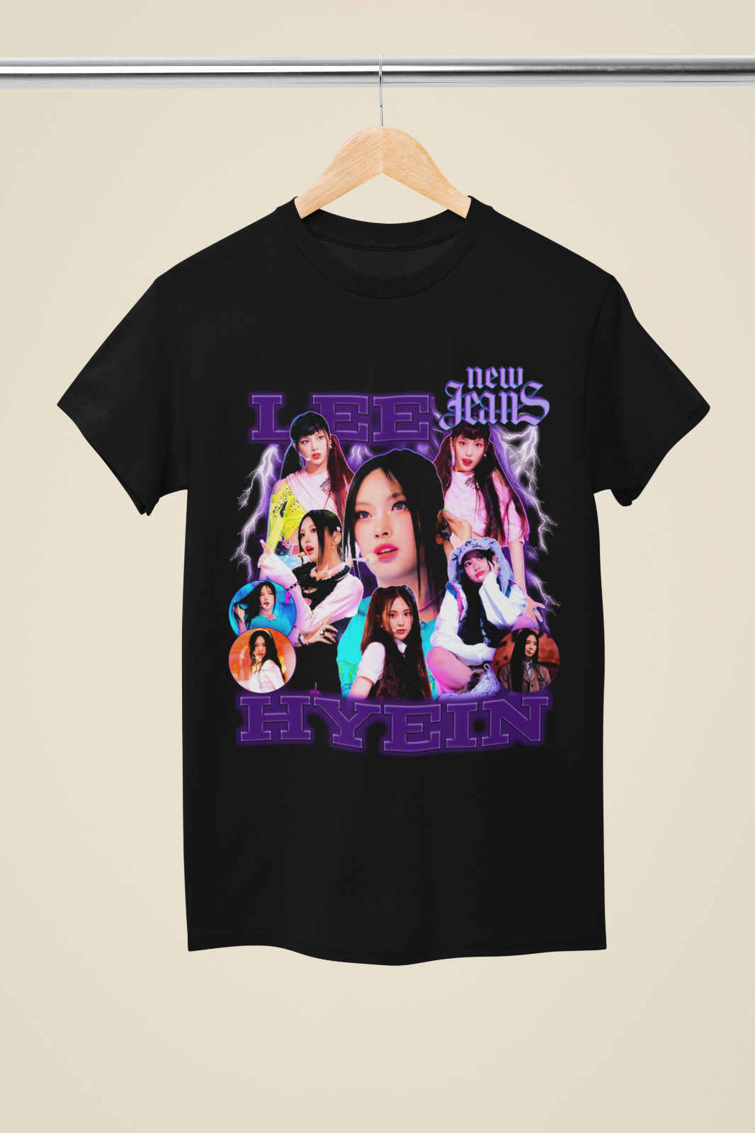 Hyein Lee Cyan Glow Photo Collage Black T-Shirt – (MU50)