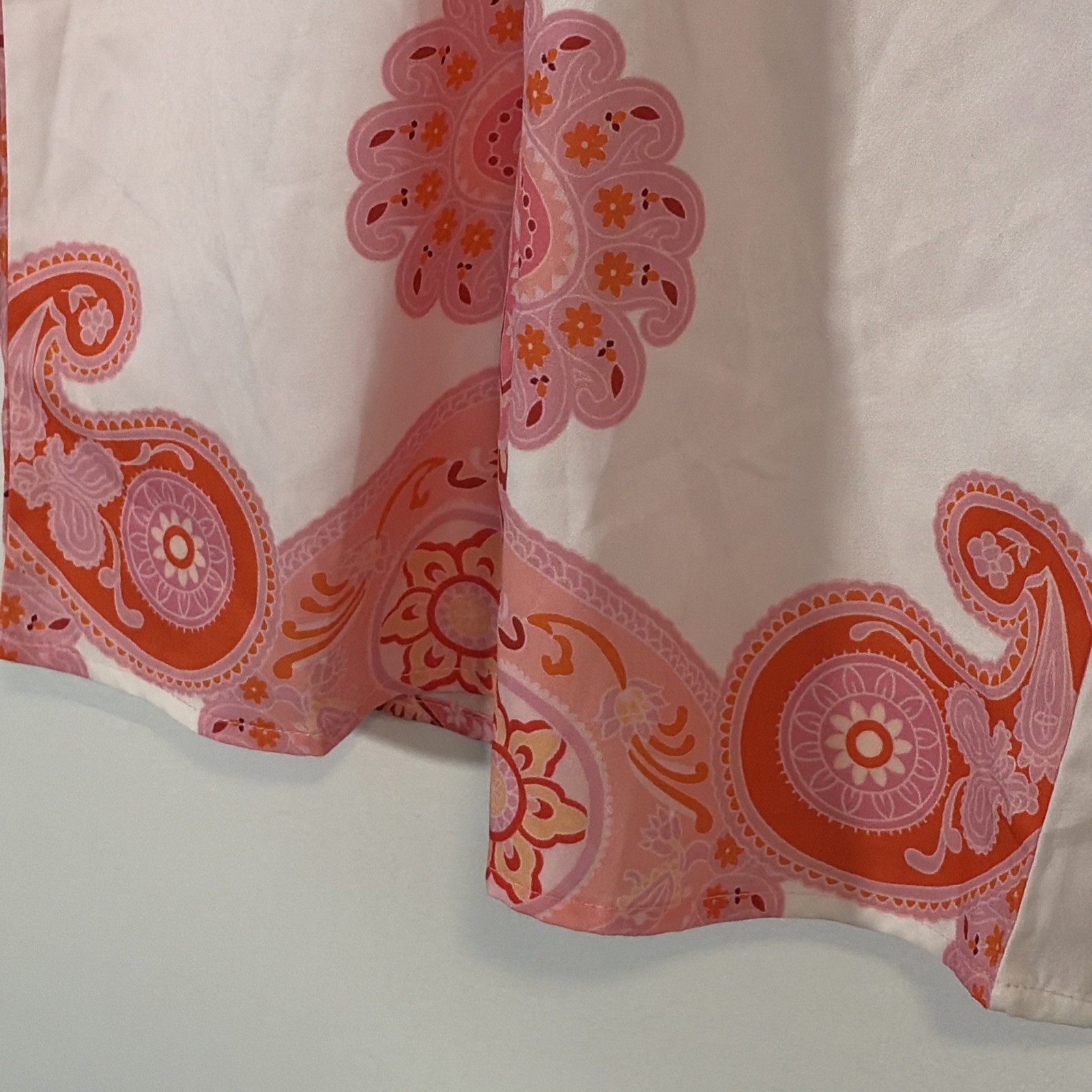 NWT Women’s Paisley Print Button Front Blouse Small Pink Orange Boho Retro Top