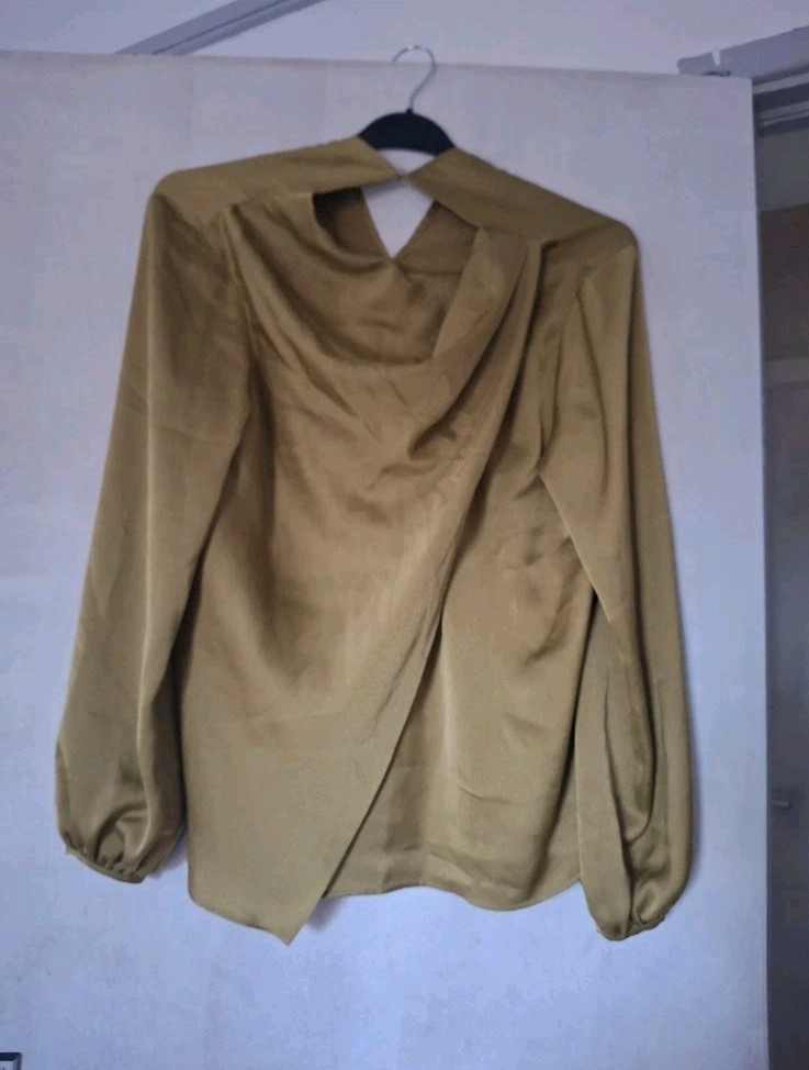 Limited Edition (M&S) Olive Green Wrap Front & Back Blouse UK 14