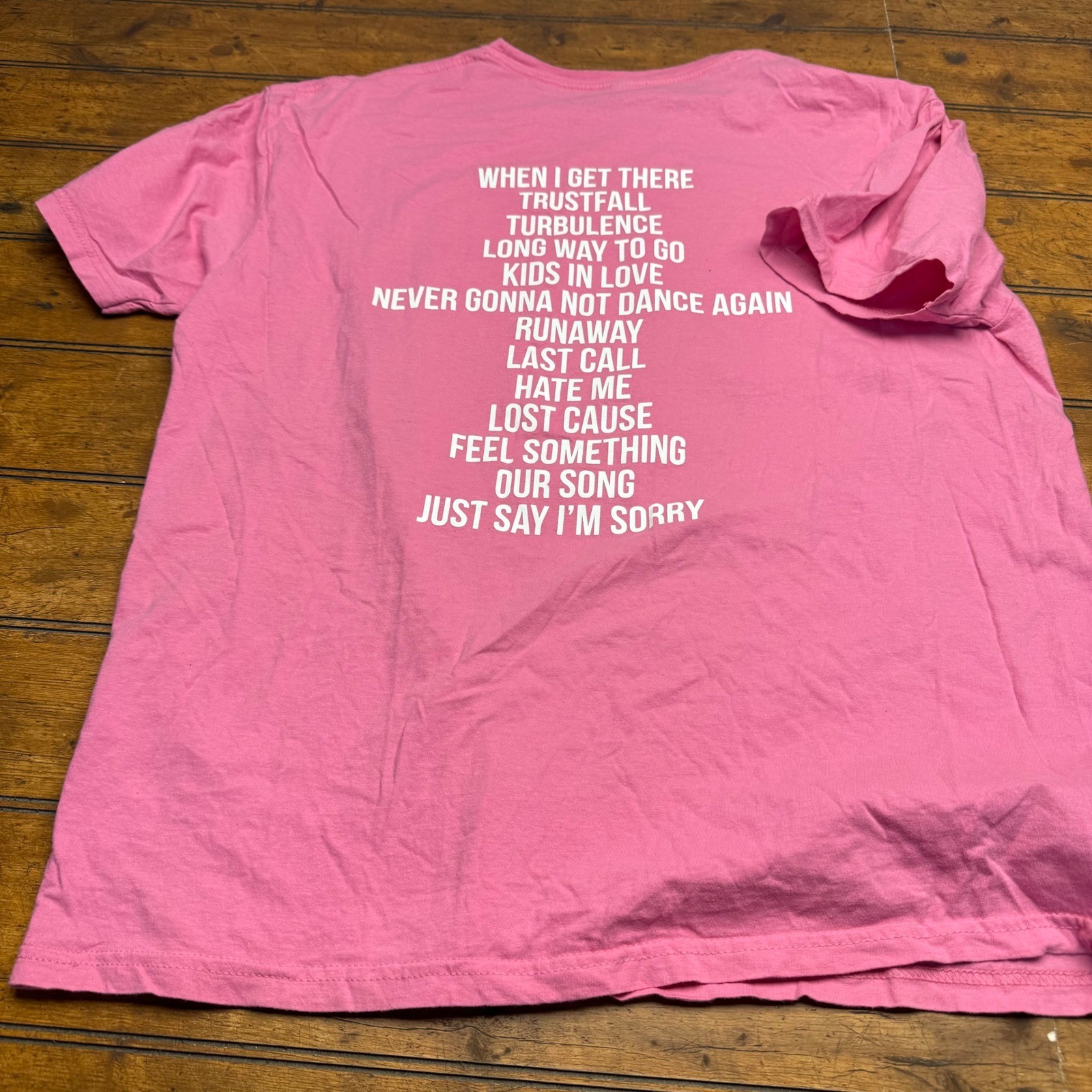 PINK concert Trustfall Graphic T Shirt Pink XL Cotton band tee