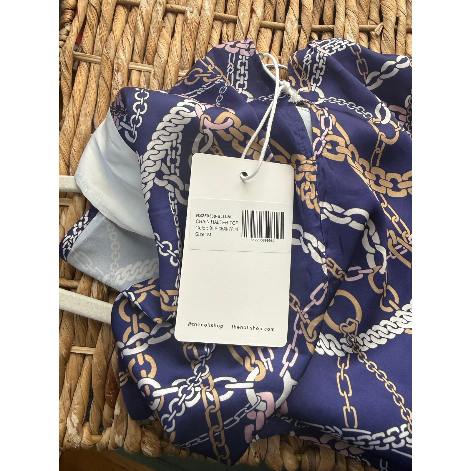 New The Noli Shop Blouse Women’s Medium Mika Silky Chain Link Pattern