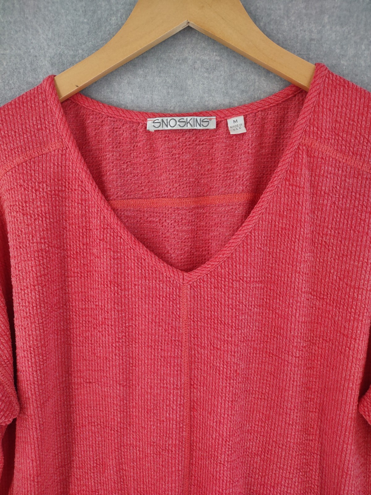 SnoSkins Top Medium Coral Red Thermal Dolman Pullover Cozy Outdoor Cabin Chic US
