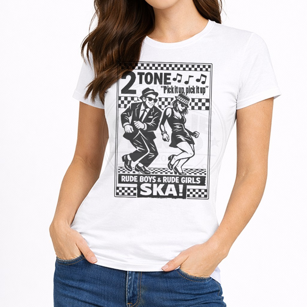 Women’s SKA T-Shirt Women’s 2-Tone T-Shirt 1970s 80s Rude Boy Girl Party Mod