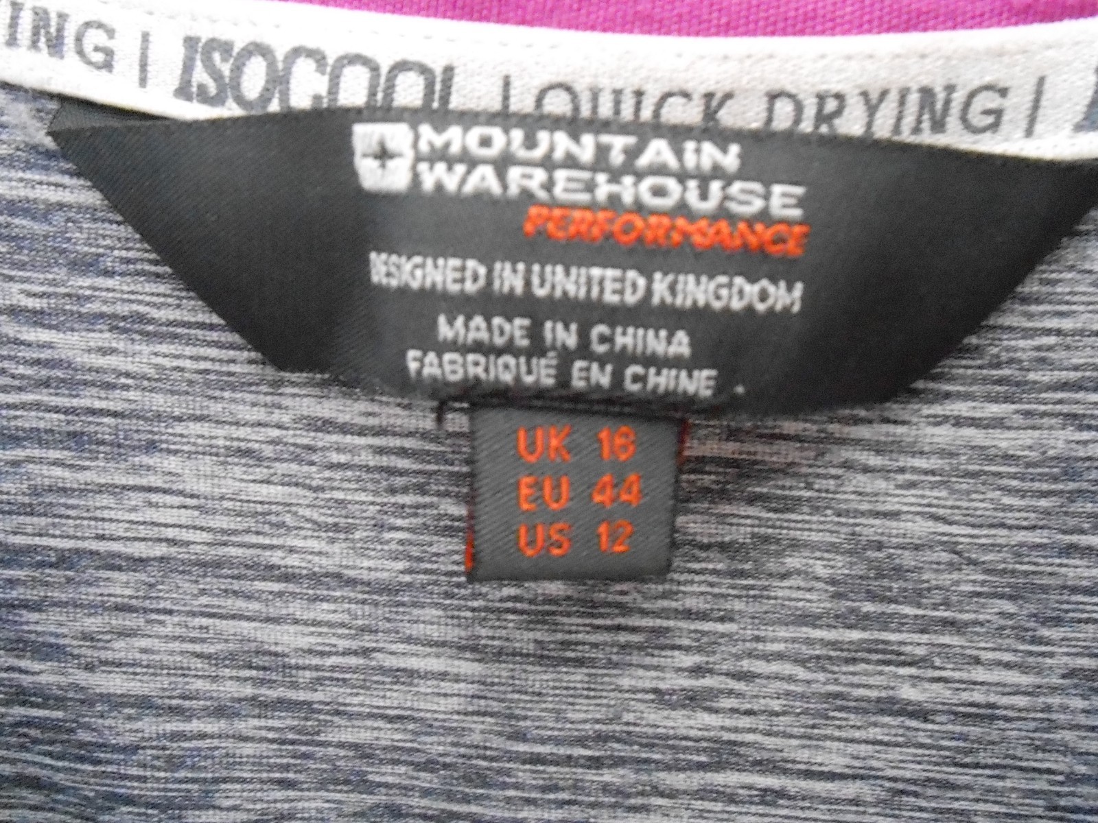 Mountain Warehouse Women’s Gray & Fuchsia Pink Quick Drying IsoCool 1/4 Zip-US12