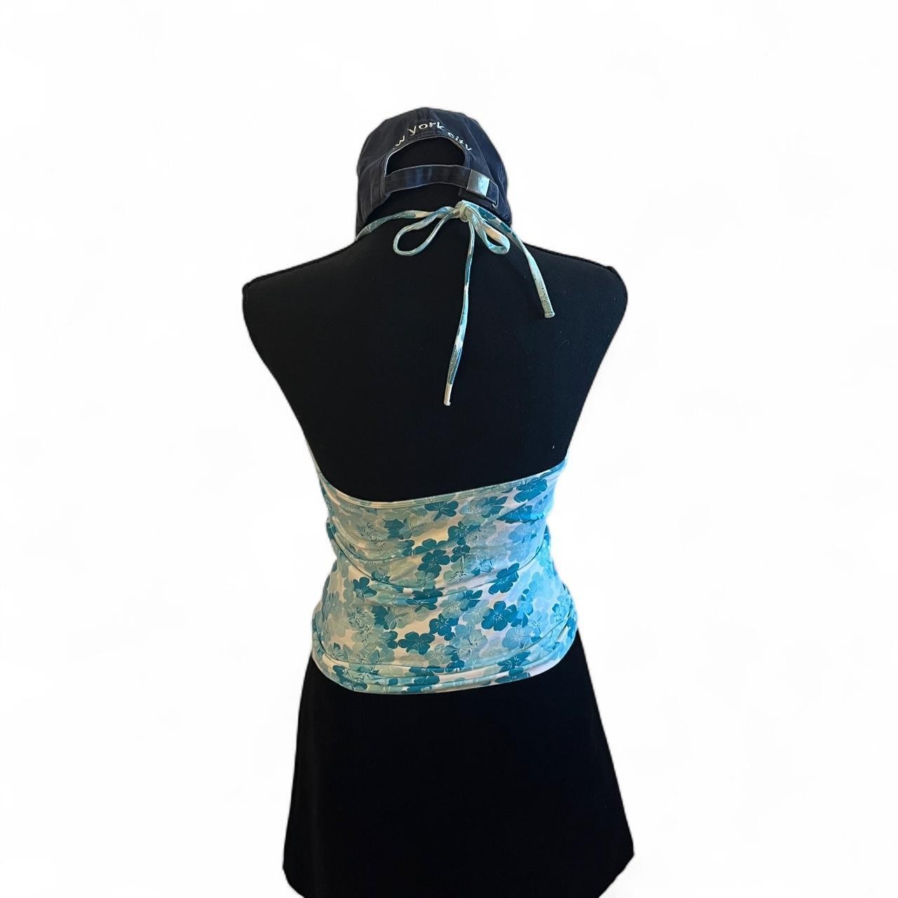 Blind Date Vintage Y2K Blue Floral Halter Vacation Boho Preppy Tank Size 34/XS-S