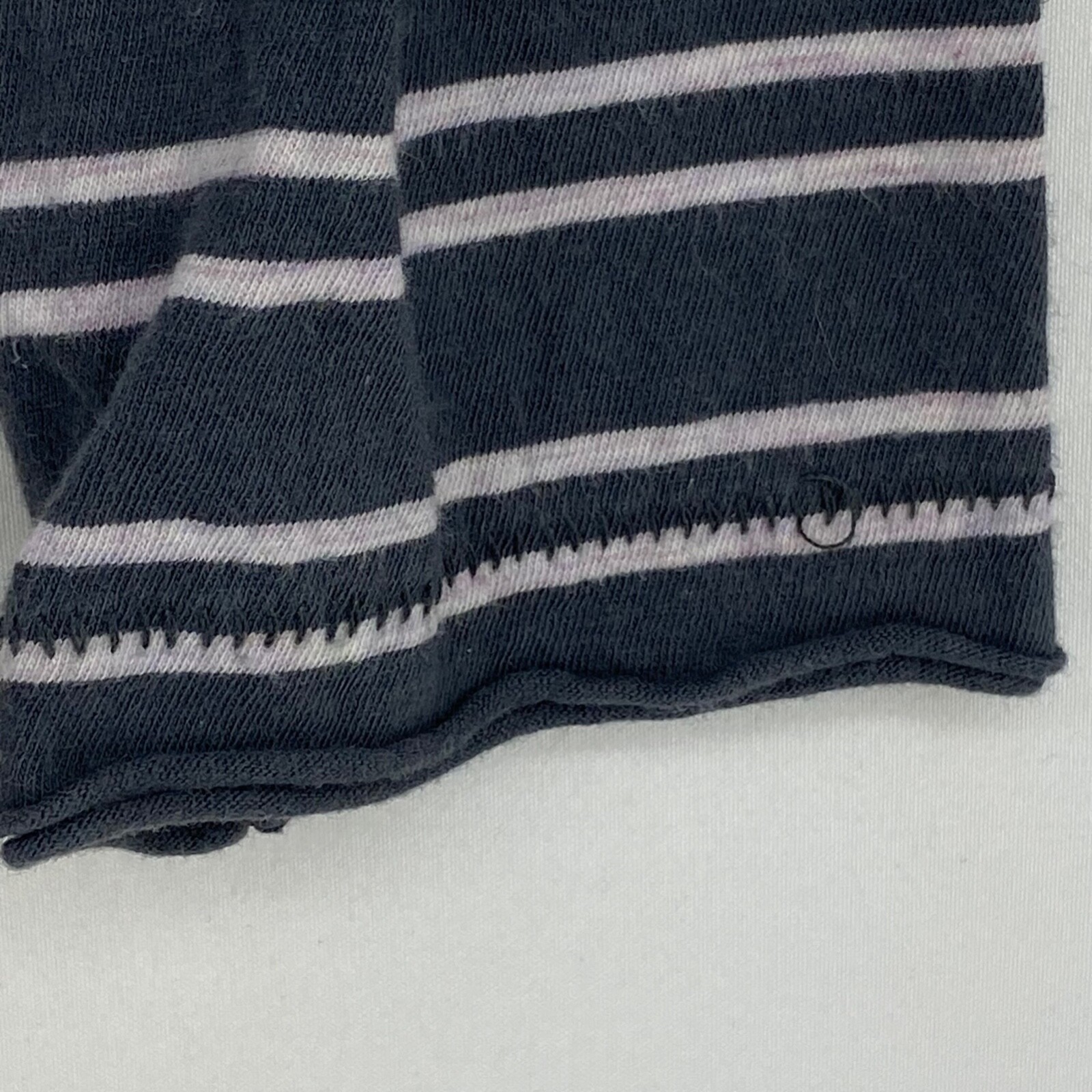 Pure + Good Womens Small Long Sleeve T-Shirt Gray Pale Pink Stripes Scoop Neck