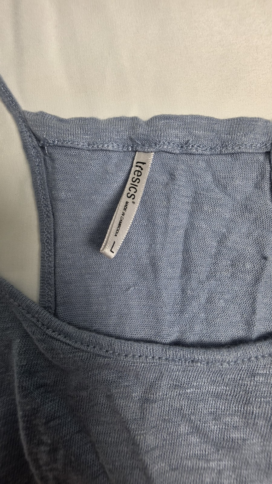 Tresics 100% Linen Blue Racerback Swing Cami Top Wmn’s Size L Coastal Minimalist