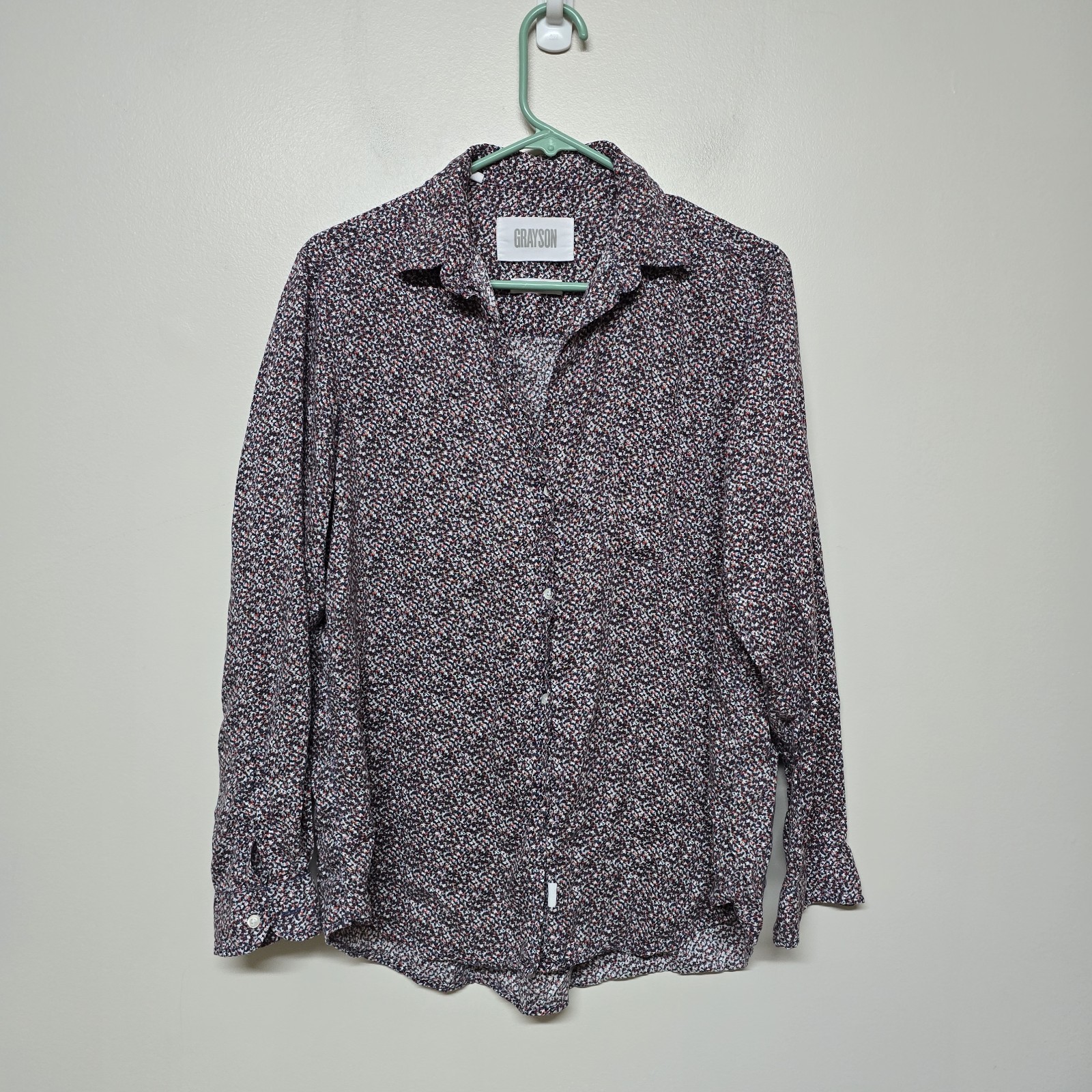 GRAYSON Frank & Eileen Black Red White Print Long Sleeve Hero Shirt Size 3 Large