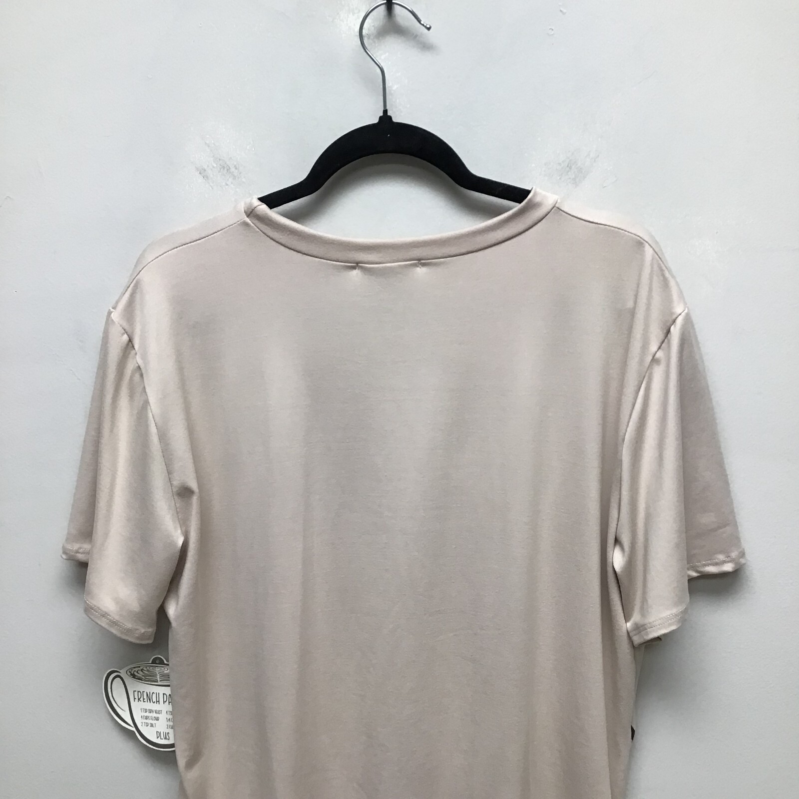 French Pastry Womens Beige Pink Round Neck Pullover Short Sleeve Shirt 2X New