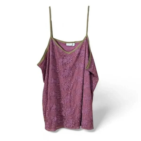 LOGO Lavish by Lori Goldstein plus size 3X floral embroidered mesh camisole