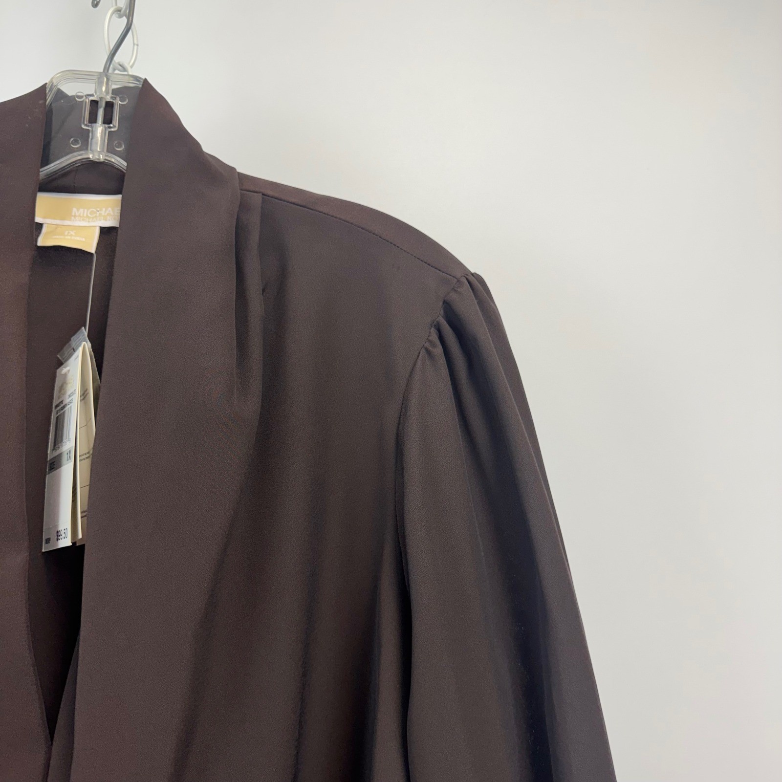 Michael Michael Kors Womens Chocolate Brown Shawl Collar Blouse 1X NWT
