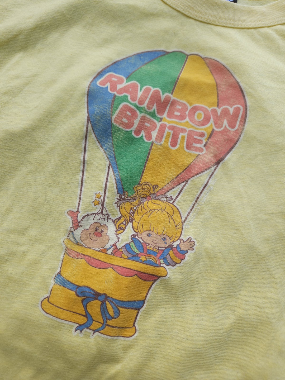 VTG Junk Food Women’s Yellow TShirt Rainbow Brite Size XL Made In USA Y2K