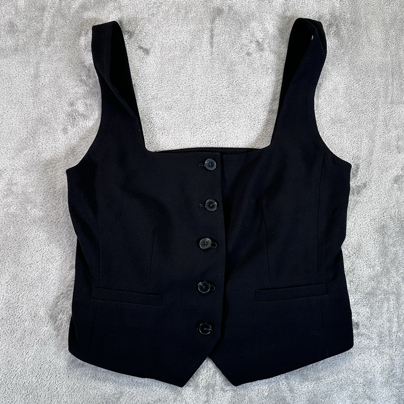 Express Women’s Signature Ponte Button Front Blazer Vest Size Small Color Black